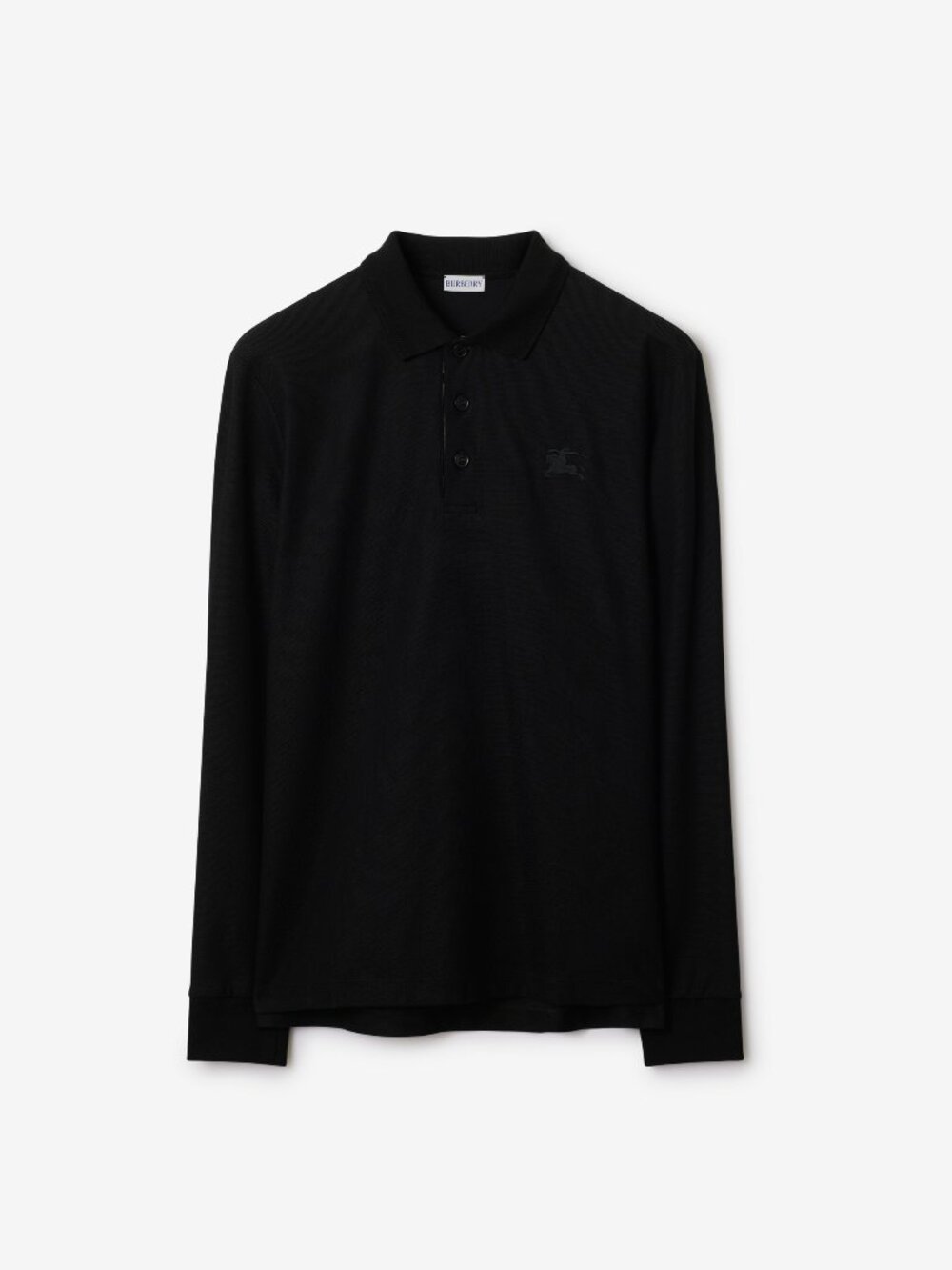 Burberry Brit Black Long Sleeve Polo Check Placket Men M
